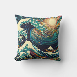 Almofada A onda do Excelente, onda de Kanagawa v1