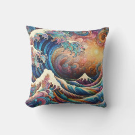 Almofada A onda do Excelente, onda de Kanagawa v3