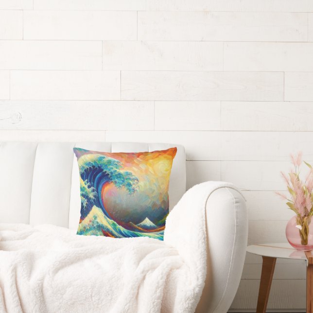 Almofada A onda do Excelente, onda de Kanagawa v4 (Sofá)