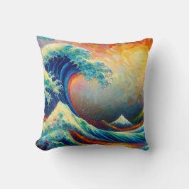 Almofada A onda do Excelente, onda de Kanagawa v4