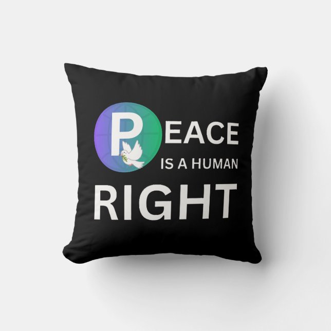 Almofada A Paz é um Direito Humano | Símbolo de Pombo e Ter (Frente)