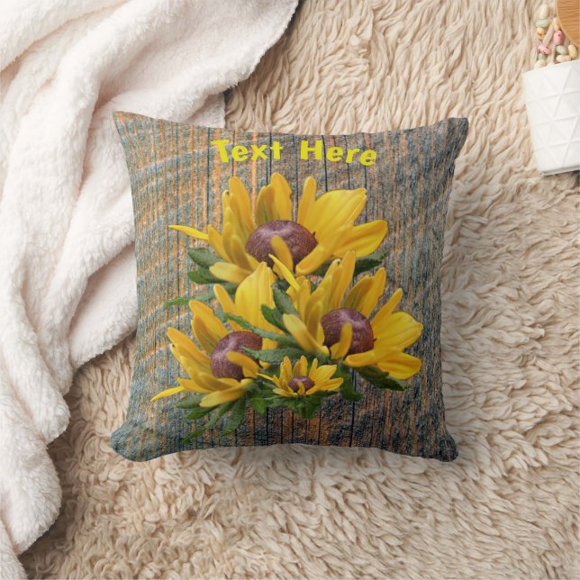 Almofada A Sua Flor de Daisy de Texto Personalizada (Cobertor)