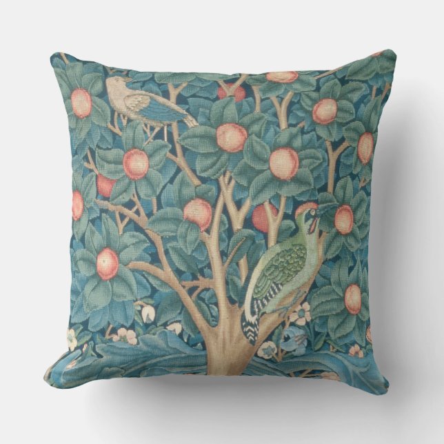 Almofada A tapeçaria do pica-pau, detalhe dos woodpeckers (Frente)