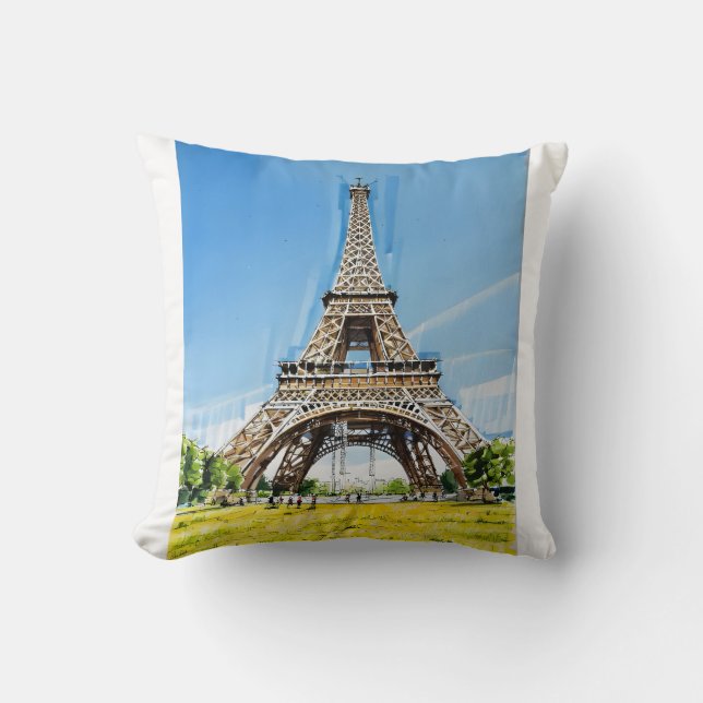 Almofada a Torre Eiffel - Arte de Desenho à Mão (Frente)
