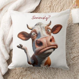 Almofada A vaca Bobo - "Sério?" Design de citação engraçado