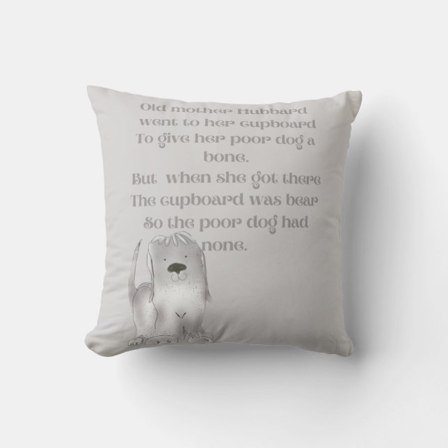 Almofada A velha mãe Hubbard diverte-se em cinza (Frente)