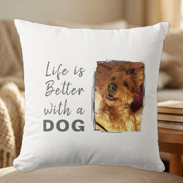 Almofada A vida é melhor com cachorro 2 nome da foto branco