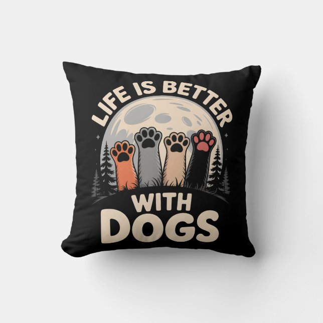 Almofada A Vida é Melhor Com Cães (Frente)