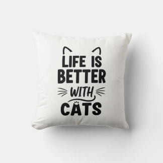 Almofada A vida é melhor com gatos