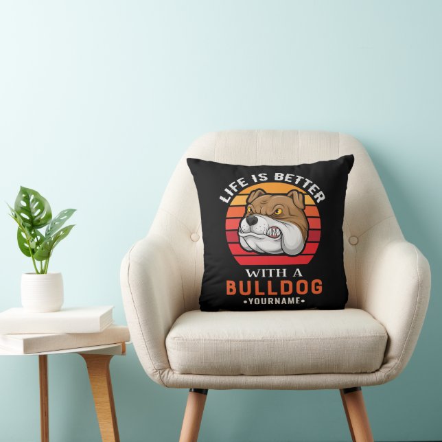 Almofada A vida é melhor com um Buldogue (Cadeira)