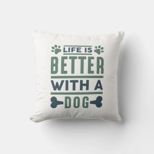 Almofada A Vida É Melhor Com Um Cachorro