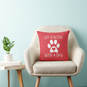 Almofada A Vida É Melhor Com Um Cão - Amantes de Cães