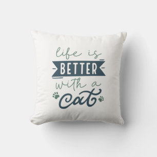 Almofada A Vida É Melhor Com Um Gato