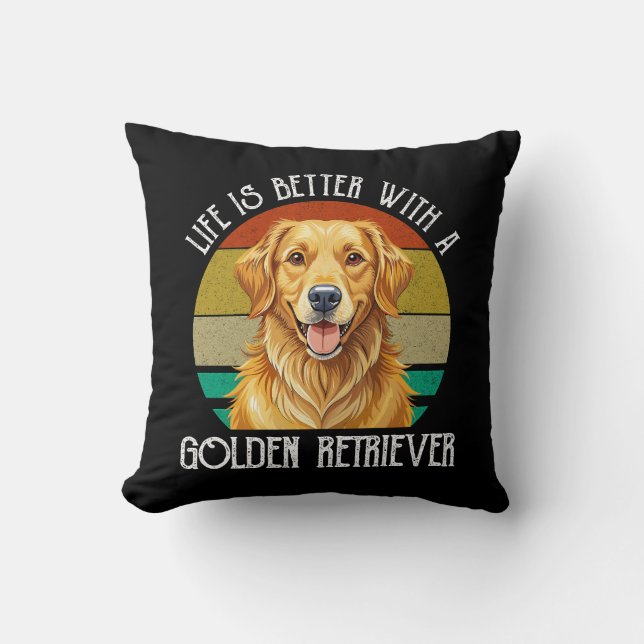 Almofada A Vida É Melhor Com Um Golden Retriever (Frente)