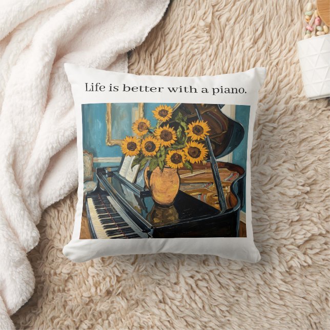 Almofada A vida é melhor com um piano - arte linda! (Cobertor)