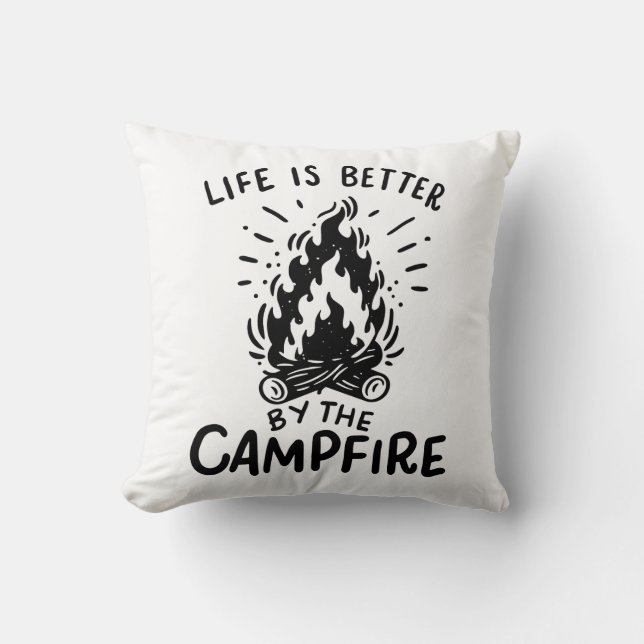 Almofada A vida é melhor na fogueira (Frente)