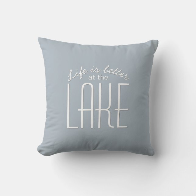 Almofada A vida é melhor no lago Cute Quote Chic Typography (Frente)
