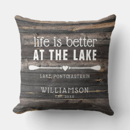 Almofada A Vida é Melhor no Lago Rústico