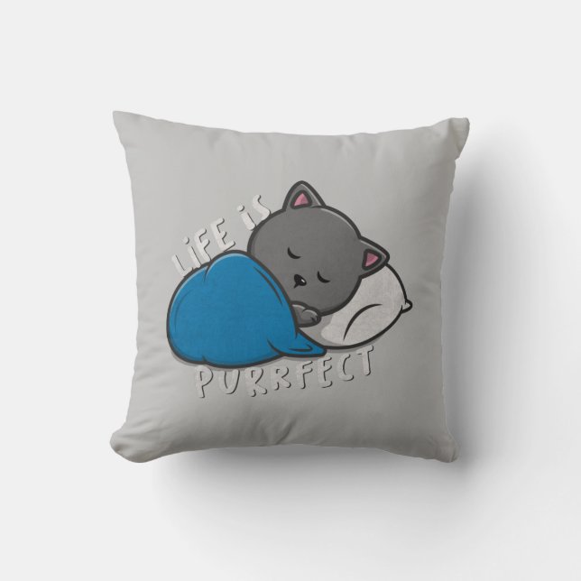 Almofada A vida é perfeita - Gato adormecido (Frente)