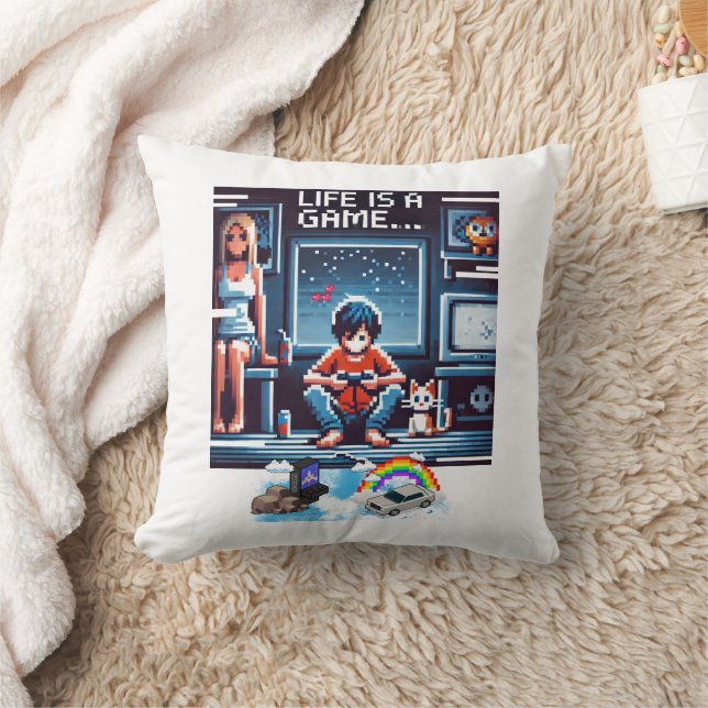 Almofada A Vida É Um Jogo. #Part2 (8 bits) (oferta de jogad (Cobertor)