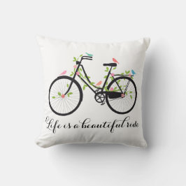 Almofada A vida é um passeio bonito, bicicleta do vintage