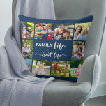 Almofada A vida familiar é a melhor Cinza azul 10 foto<br><div class="desc">Travesseiro personalizado com citação da família e 10 das suas fotos favoritas. O texto diz "a vida familiar é a melhor vida" e você pode editar a palavra "FAMÍLIA" se desejar (por exemplo, mãe / Pai / praia, etc.). O modelo de foto é configurado para que você adicione suas fotos,...</div>