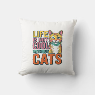 Almofada A Vida Não é Legal Sem Gatos Camiseta Vintage de G