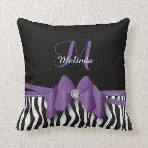 Almofada A zebra Amethyst listrada curvou personalizado