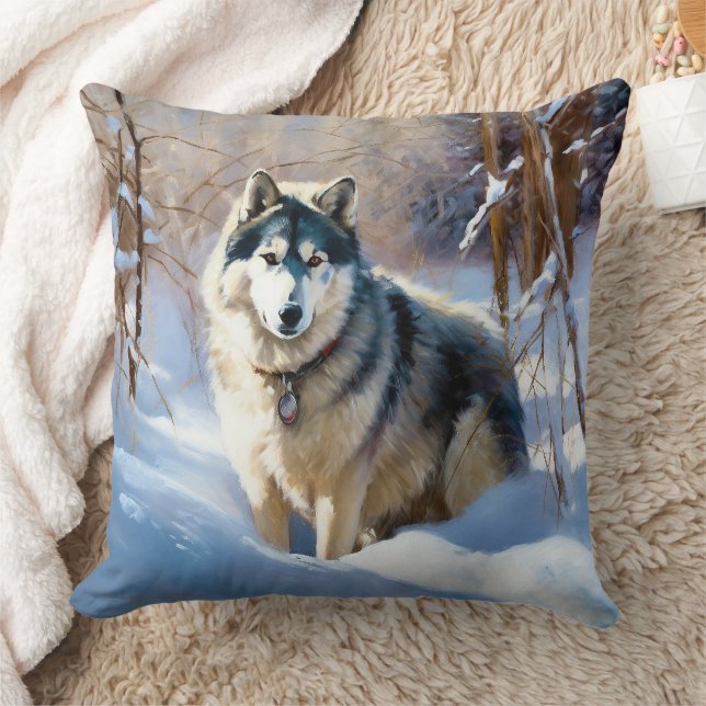 Almofada Aaskan Malamute Deixe-A Neve Natal (Cobertor)