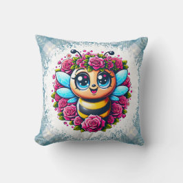 Almofada Abeja Zumbando com Rosas Rosadas