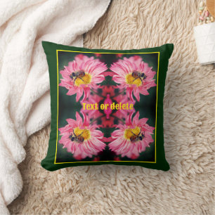 Almofada Abelha-Bumble Na Flor-Daisy Rosa Personalizada