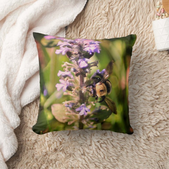 Almofada Abelha De Bumble Na Flor Roxa Feche (Cobertor)