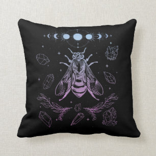 Almofada Abelha Gótica Crescente Wicca Gótica do Gótico