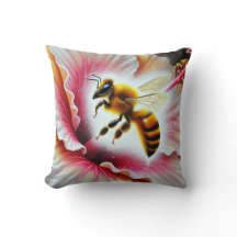 Abelha Polinizando Flor Hibisco Bloqueando