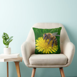 Almofada Abelhas de mel num Dandelion Amarelo