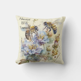 Almofada Abelhas e flores azuis sempre se abraçam