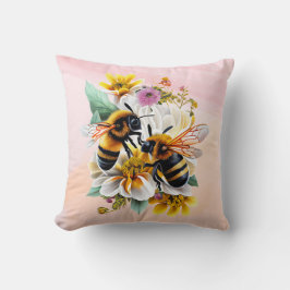 Almofada abelhas e flores coloridas