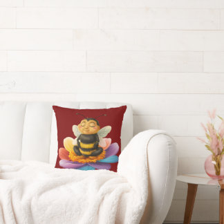 Almofada Abelhas Em Uma Flor Vibrante Fazendo Yoga