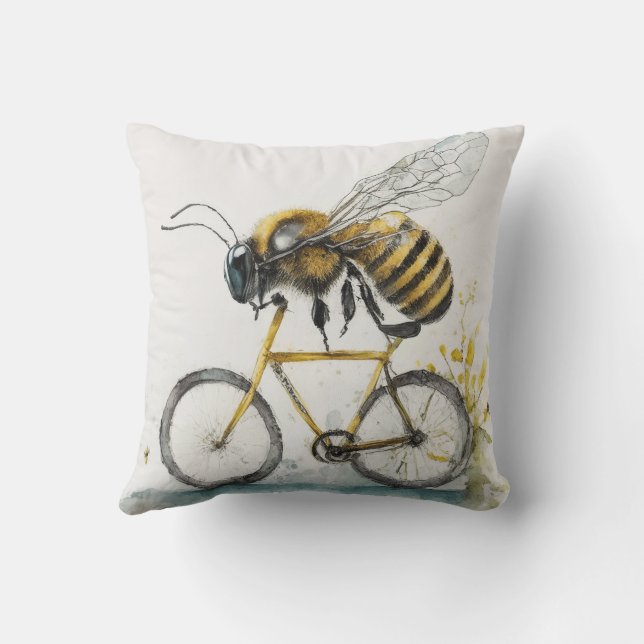 Almofada Abelhas engraçadas montando um desenho de aquarela (Verso)