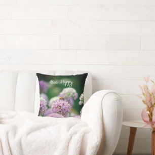 Almofada Abelhas felizes com a Motivação da Flor de Allium 