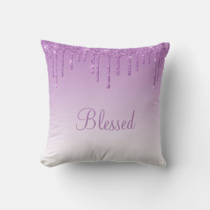 Almofada Abençoada Glitter Drill Girly Bling Typografia Omb