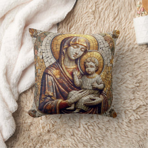 Almofada Abençoada Mãe Mary e Bebê Jesus   Religião