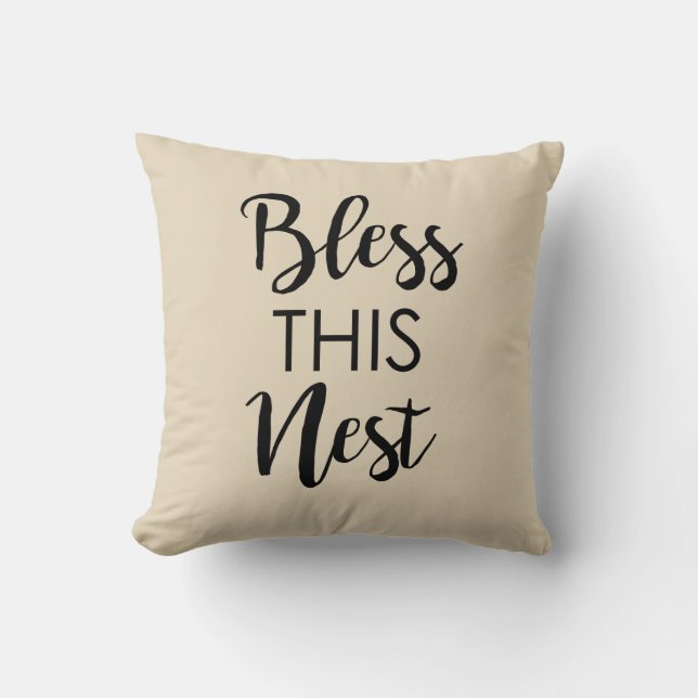 Almofada Abençoe este Ninho Que Travesseiro decorativo Graç (Frente)