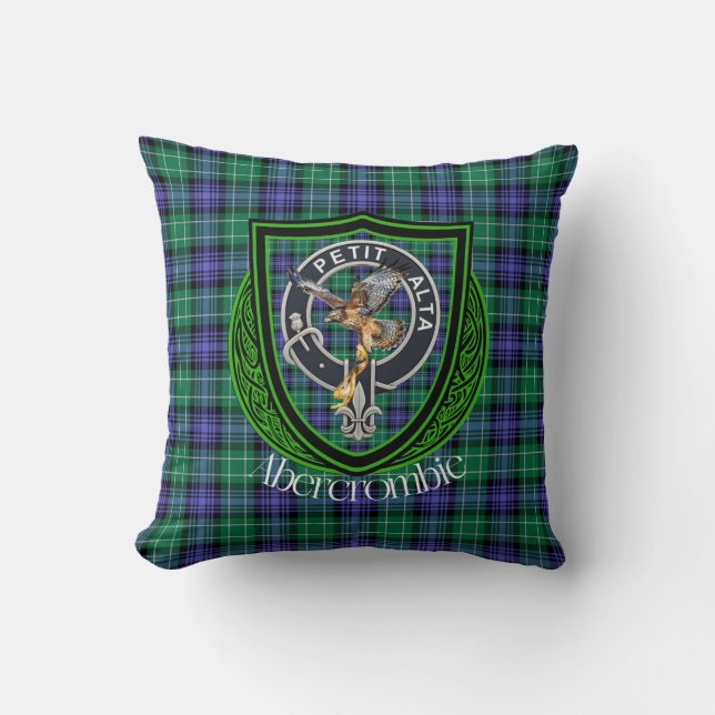 Almofada Abercrombie Scottish Clan Tartan & Crest (Frente)