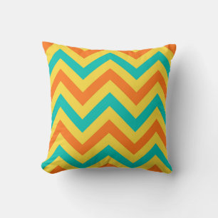 Almofada Abóbora, Abacaxi, Azul Turquesa Padrão Chevron Zig