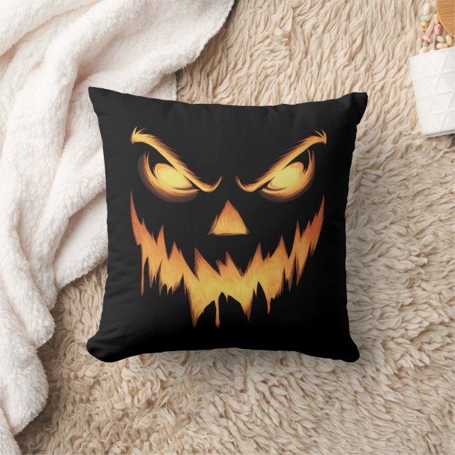 Almofada Abóbora Assustadora Rosto de Jack O Lantern Hallow (Cobertor)