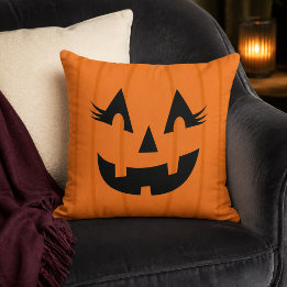 Almofada Abóbora de Halloween com Rosto de Jack O Lantern L