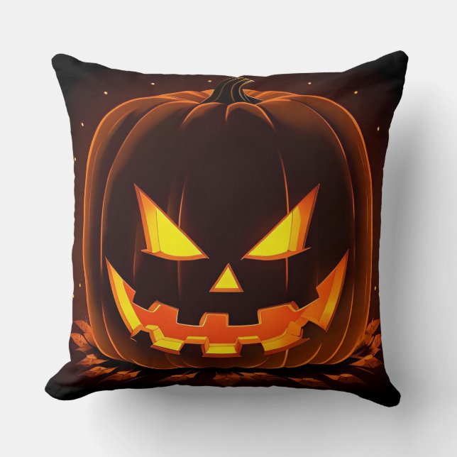 Almofada Abóbora de Halloween com Rosto Sinistro (Frente)