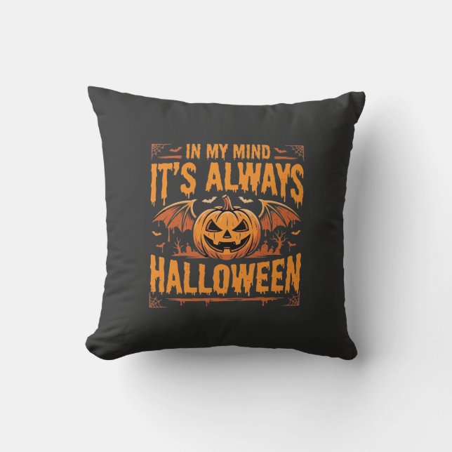 Almofada Abóbora de Halloween sempre Morcego Vetor Design_1 (Frente)