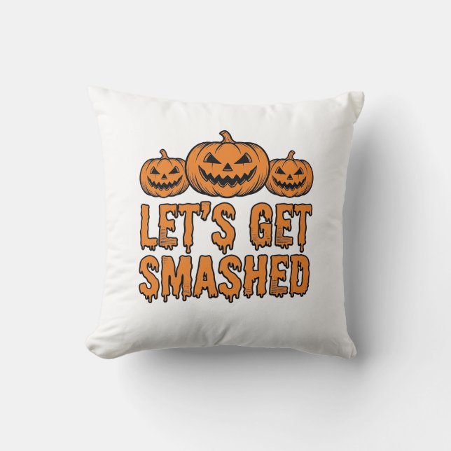 Almofada Abóbora Divertida de Halloween Vamos nos Esmagar (Frente)
